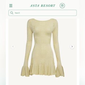 Asta Resort Light Yellow Long-Sleeve Ruffle-Hem Dress
